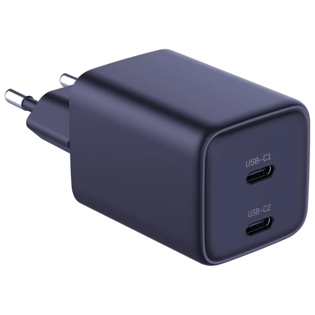 Мережевий зарядний пристрій 3mk Hyper Charger QC/PD 45W 2xUSB-C Black (5903108666640)