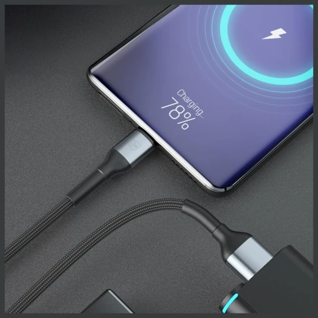 Кабель 3MK Hyper Cable N-SERIES USB-A to USB-C 1m 9V/2A 18W QC 3.0 Black (5903108680318)