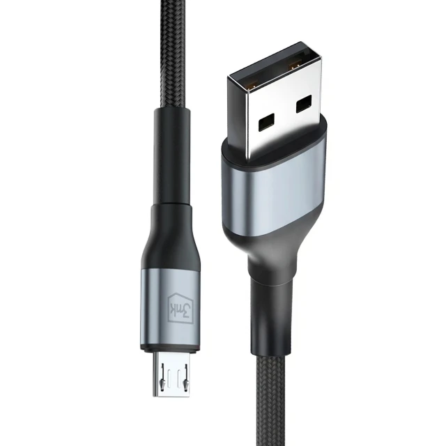 Кабель 3mk Hyper Cable N-SERIES USB-A / MicroUSB 1m 5V/2.4A 12W Чорний (5903108680349)