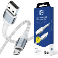 Кабель 3mk Hyper Cable N-SERIES USB-A / MicroUSB 1m 5V/2.4A 12W Білий (5903108680356)