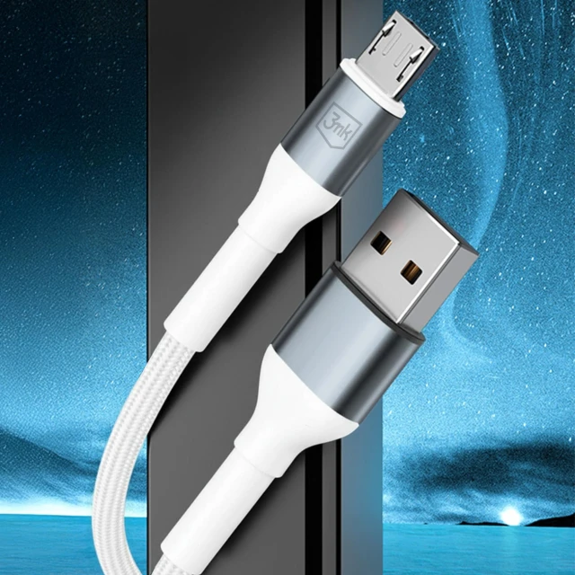 Кабель 3mk Hyper Cable N-SERIES USB-A / MicroUSB 1m 5V/2.4A 12W Білий (5903108680356)