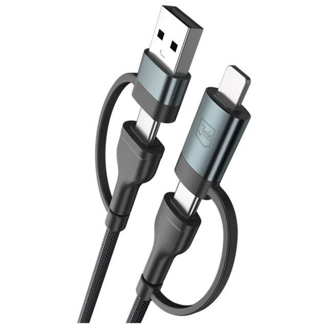Кабель 3mk Hyper Cable N-Series USB-A/USB-C to USB-C/Lightning 1.2m (5903108680363)
