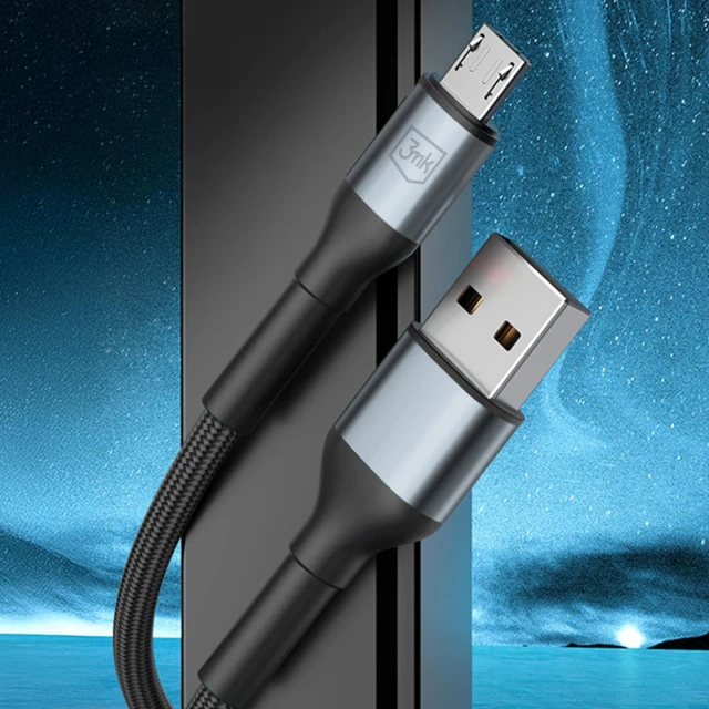 Кабель 3mk Hyper Cable N-SERIES USB-A / MicroUSB 50cm QC 3.0 5V/2A 10W Black (5903108739184)