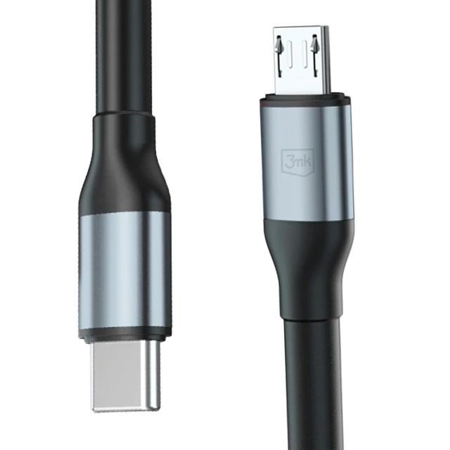 Кабель 3mk Hyper Cable N-SERIES USB-C / MicroUSB 1m QC 3.0 Black (5903108739214)
