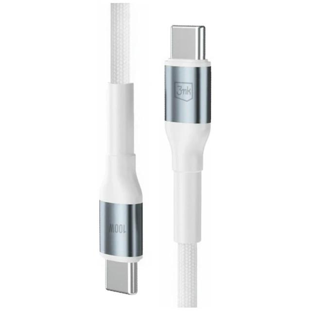 Кабель 3mk Hyper Cable N-SERIES USB-C to USB-C 2m PD 3.0 QC 3.0 20V/5A 100W Білий (5903108740760)