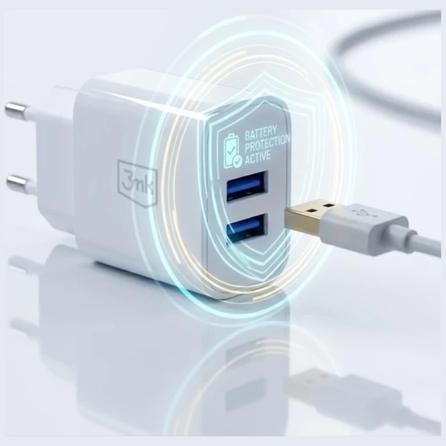 Зарядний пристрій 3mk FlowPower 2xUSB-A 10W 2.4A White (5903108750806)