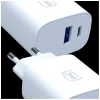 Мережевий зарядний пристрій 3mk FlowPower USB-A + USB-C 30W PD 3.0 QC4+ White (5903108750820)