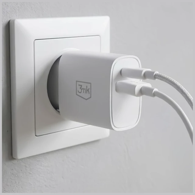 Мережевий зарядний пристрій 3mk FlowPower USB-A + USB-C 30W PD 3.0 QC4+ White (5903108750820)