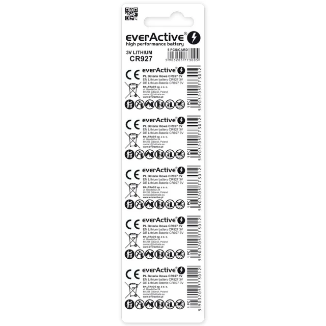 Батарейка everActive Lithium CR927 5 шт (5903205773005)