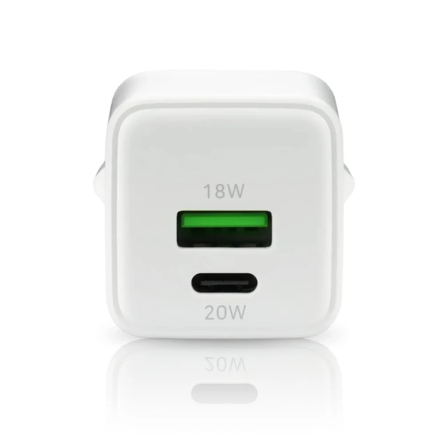 Мережевий зарядний пристрій everActive SC-330Q GaN 1x USB 1x USB-C Quick Charge 3.0 20 Вт White (5903205774477)