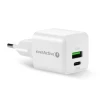 Мережевий зарядний пристрій everActive SC-330Q GaN 1x USB 1x USB-C Quick Charge 3.0 20 Вт White (5903205774477)