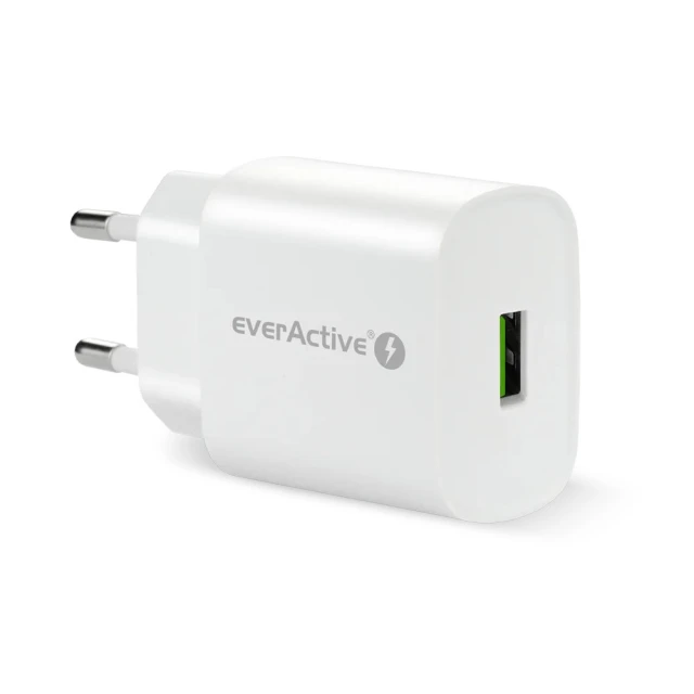 Мережевий зарядний пристрій everActive SC-250Q GaN 1x USB-C Quick Charge 3.0 18 Вт Black (5903205774484)
