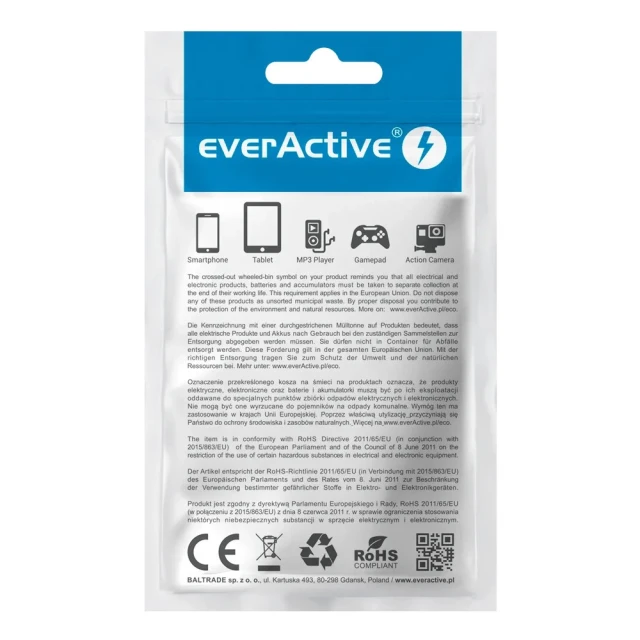 Мережевий зарядний пристрій everActive SC-250Q GaN 1x USB-C Quick Charge 3.0 18 Вт Black (5903205774484)