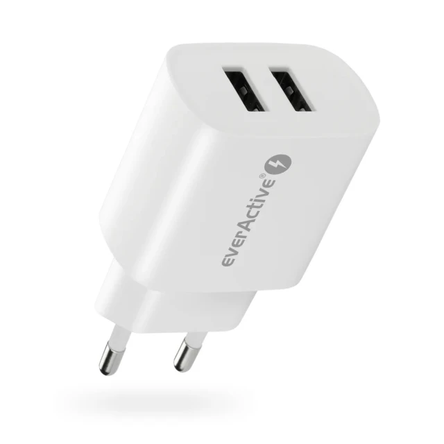Мережевий зарядний пристрій everActive SC-220 2x USB 2.4 А White (5903205774491)