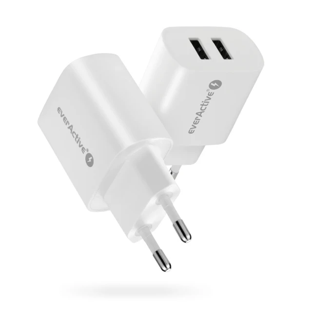 Мережевий зарядний пристрій everActive SC-220 2x USB 2.4 А White (5903205774491)