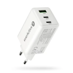 Мережевий зарядний пристрій everActive SC-655Q GaN 1x USB + 2x USB-C QC 4+ 65 Вт White (5903205775276)