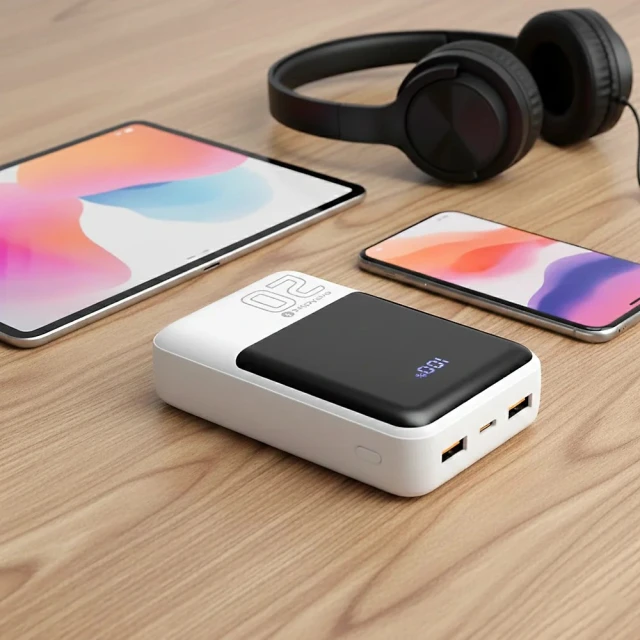 Портативний зарядний пристрій everActive EB-20Q 20000 mAh 22,5 Вт USB USB-C QC4+ White (5903205775627)