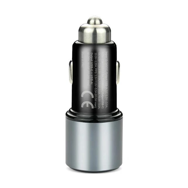 Автомобільний зарядний пристрій everActive CC-60Q 1x USB QC 3.0 1x USB-C PD 83 Вт Black (5903205775740)