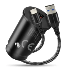 Автомобільний зарядний пристрій everActive CC-15QC 1x USB з кабелем Black (5903205775870)