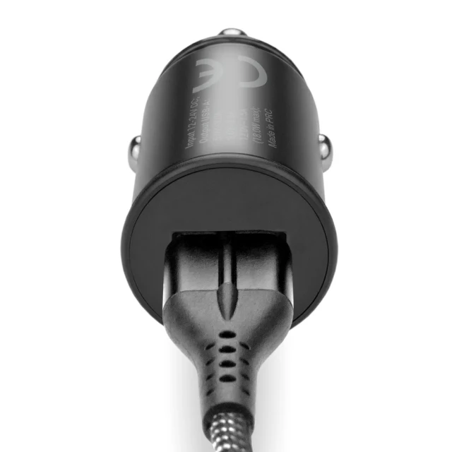 Автомобільний зарядний пристрій everActive CC-15QC 1x USB з кабелем Black (5903205775870)