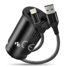 Автомобільний зарядний пристрій everActive CC-25C 2x USB з кабелем Black (5903205775894)