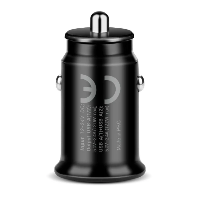 Автомобільний зарядний пристрій everActive CC-25C 2x USB з кабелем Black (5903205775894)