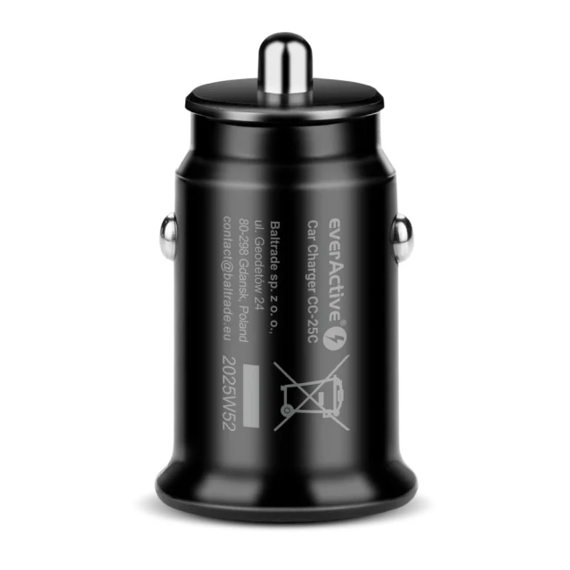 Автомобільний зарядний пристрій everActive CC-25C 2x USB з кабелем Black (5903205775894)