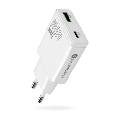 Мережевий зарядний пристрій everActive SC-460Q GaN 1x USB + 1x USB-C QC 3.0 45 Вт White (5903205775917)