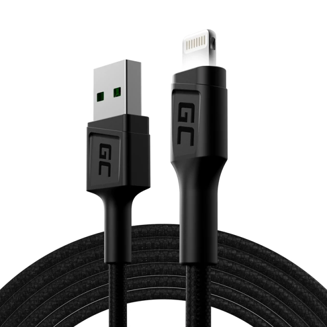 Кабель Green Cell Ray USB-Lightning 200см White LED 2.4A (KABGC12)