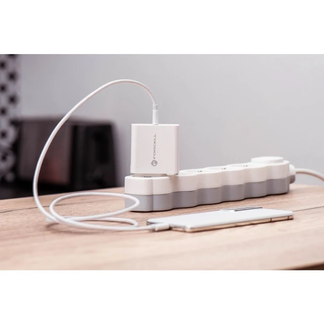 Мережевий зарядний пристрій Forcell F-Energy USB C QC4.0 PD 3A 45W White (5903396040962)