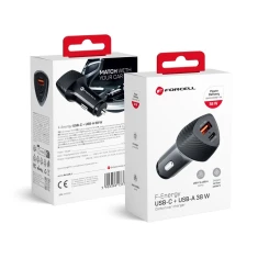 Автомобільний зарядний пристрій Forcell F-Energy Carbon USB C + USB A QC3.0 PD 3A 38W Black (5903396133770)