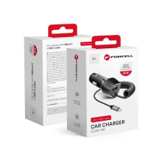 Автомобільний зарядний пристрій Forcell F-Energy Carbon USB A QC3.0 PD 3A 38W з кабелем USB C Black (5903396133831)