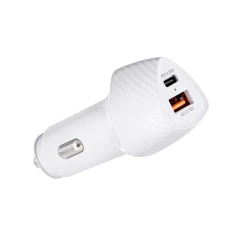 Автомобільний зарядний пристрій Forcell F-Energy Carbon USB C + USB A QC3.0 PD 3A 38W White (5903396134555)