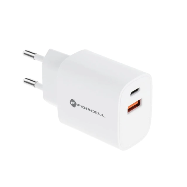 Зарядний пристрій Forcell F-Energy USB C + USB A QC4.0 PD 3A 30W White (5903396198052)