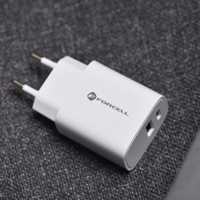 Зарядний пристрій Forcell F-Energy USB C + USB A QC4.0 PD 3A 30W White (5903396198052)