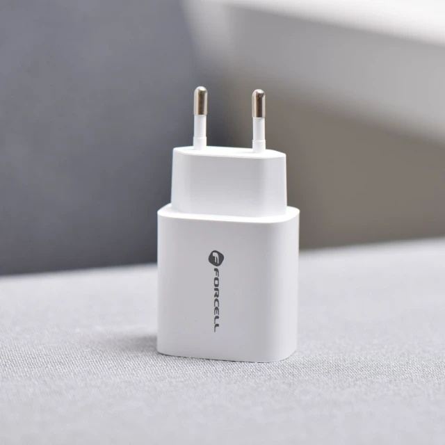 Зарядний пристрій Forcell F-Energy USB C + USB A QC4.0 PD 3A 30W White (5903396198052)