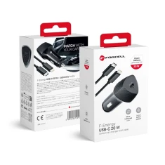 Автомобільний зарядний пристрій Forcell F-Energy Carbon USB C QC3.0 PD 3A 20W + кабель USB C to Lightning Black (5903396209536)