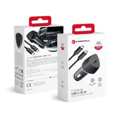 Автомобільний зарядний пристрій Forcell F-Energy Carbon USB C QC3.0 PD 3A 20W + кабель USB C to USB C Black (5903396209543)