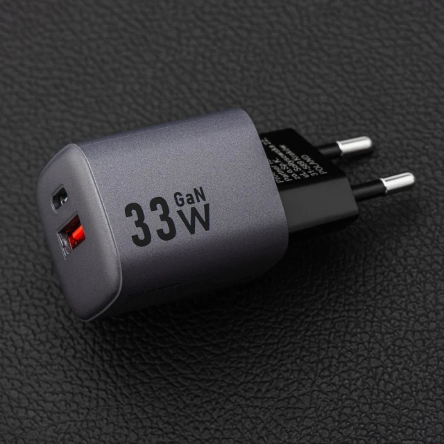 Мережевий зарядний пристрій Forcell F-Energy GaN USB C + USB A QC4.0 PD 3A 33W Grey (5903396231438)