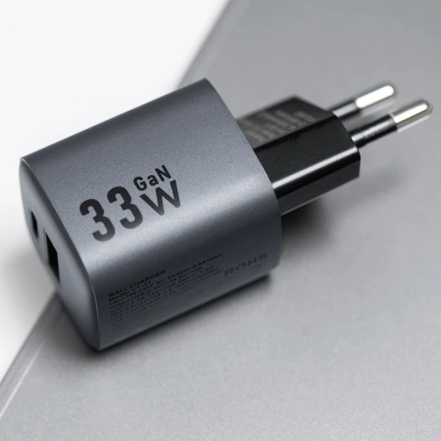 Мережевий зарядний пристрій Forcell F-Energy GaN USB C + USB A QC4.0 PD 3A 33W Grey (5903396231438)