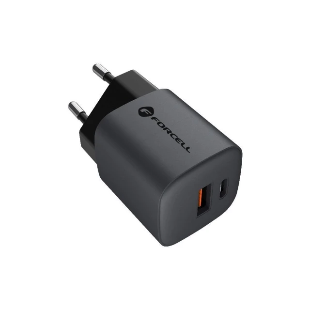 Мережевий зарядний пристрій Forcell F-Energy GaN USB C + USB A QC4.0 PD 3A 33W Grey (5903396231438)