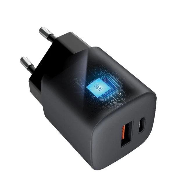 Мережевий зарядний пристрій Forcell F-Energy GaN USB C + USB A QC4.0 PD 3A 33W Grey (5903396231438)
