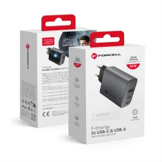 Мережевий зарядний пристрій Forcell F-Energy GaN 2 x USB C + USB A QC4.0 PD 4A 65W Grey (5903396231452)