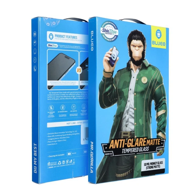 Захисне скло Blueo Mr. Monkey Glass 5D для iPhone 15 Pro Max Black (5903396248320)
