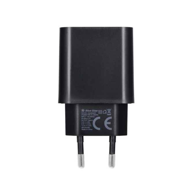 Зарядное устройство Blue Star USB-C QC3.0 PD 20W с кабелем USB-C Black (5903396267109)