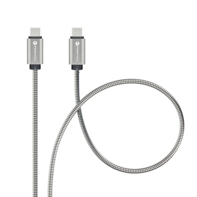 Кабель USB-C to USB-C Forcell F-Energy QC4.0 PD 5A 100W E-Mark Metal 1m Silver (5903396274466)