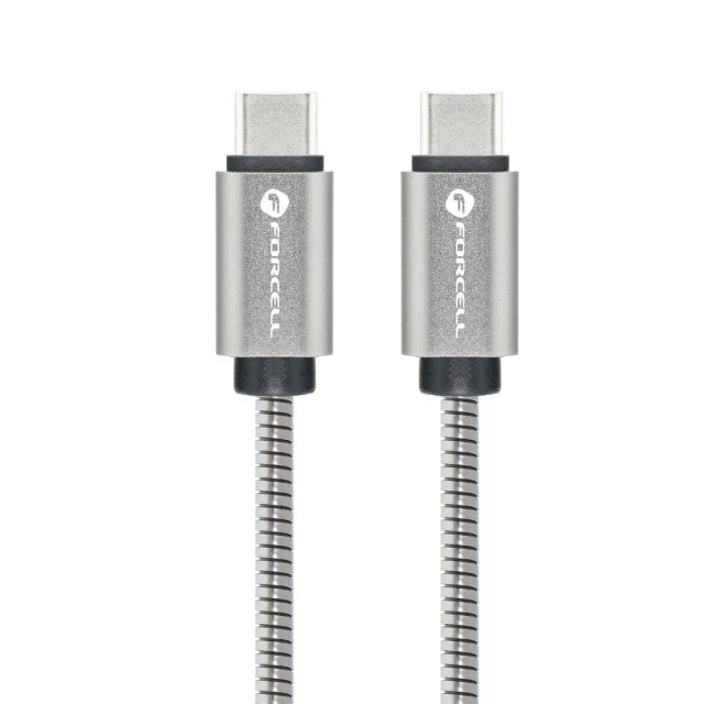 Кабель USB-C to USB-C Forcell F-Energy QC4.0 PD 5A 100W E-Mark Metal 1m Silver (5903396274466)