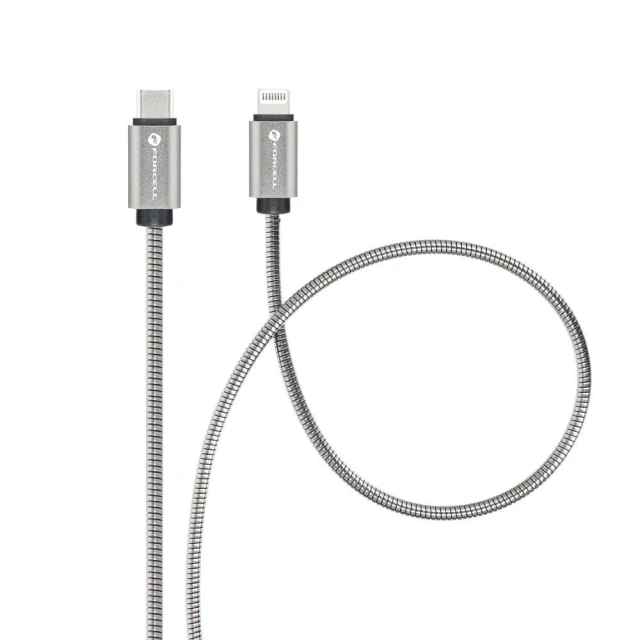Кабель Forcell F-Energy USB-C to Lightning PD 3A 27W Metal 1m Silver (5903396274473)