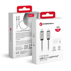 Кабель Forcell F-Energy USB-C to Lightning PD 3A 27W Metal 1m Silver (5903396274473)
