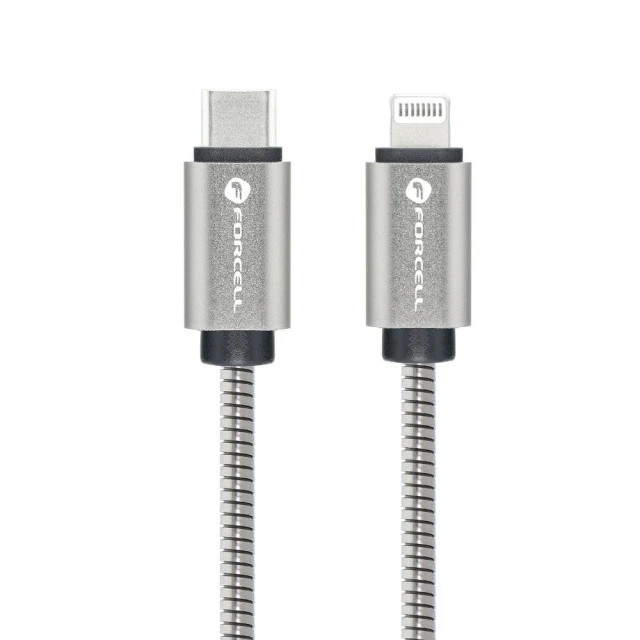 Кабель Forcell F-Energy USB-C to Lightning PD 3A 27W Metal 1m Silver (5903396274473)